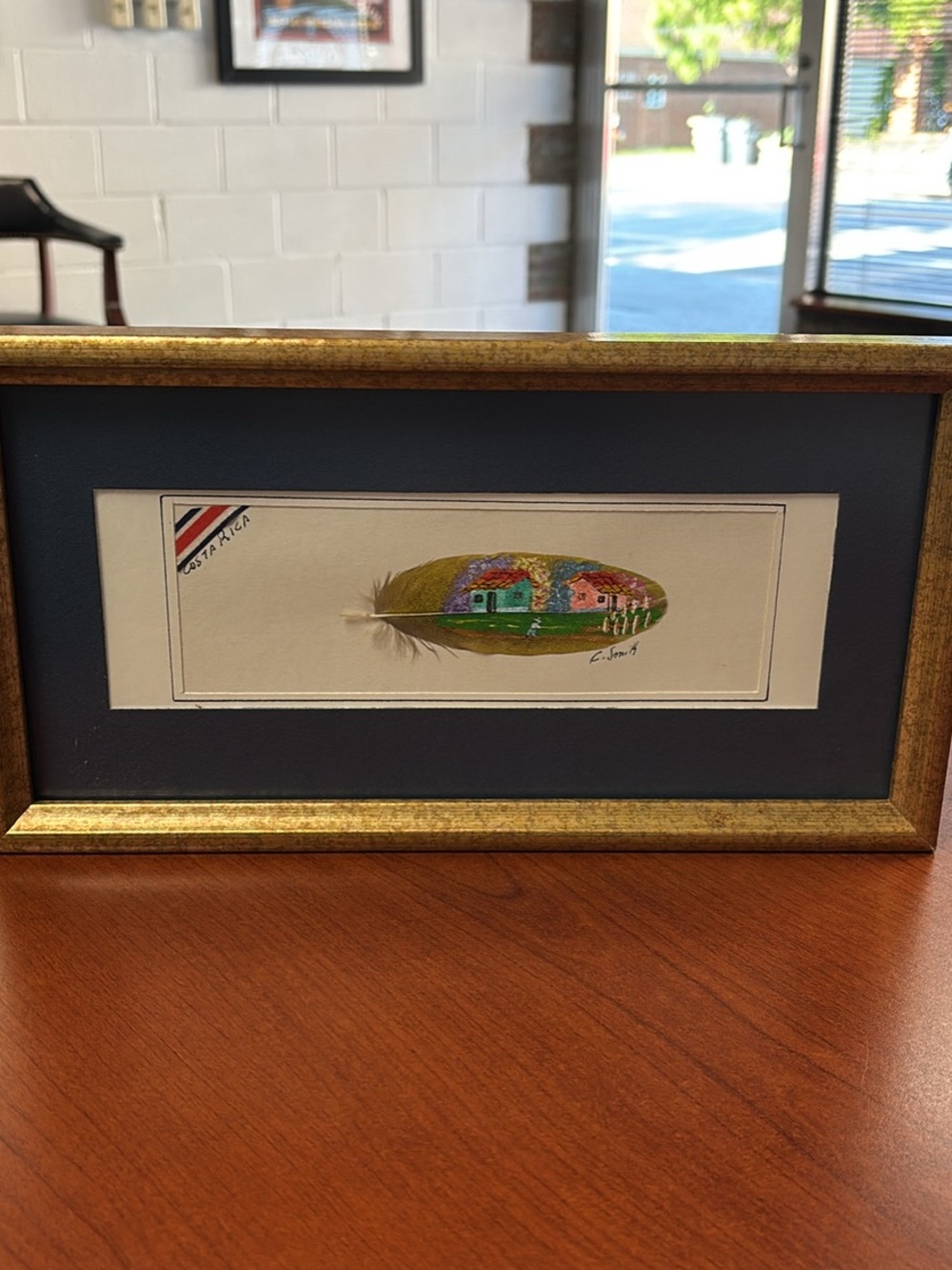 Framed Feather Painting - Miniature Landscape